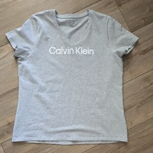Calvin Klein Light Gray V-Neck Tee